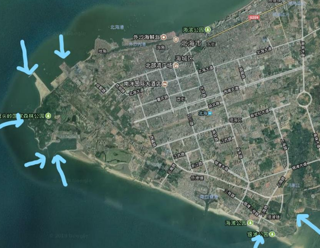 北海市内周边海钓岸钓地点图